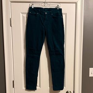 7 For All Mankind Teal Skinny Corduroys